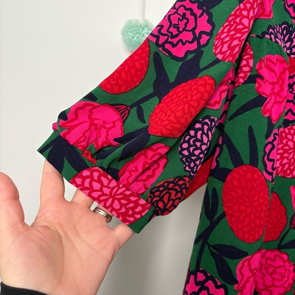 Michelle McDowell You’re Mine Roses Floral Red and Green Blouse - Picture 5 of 7